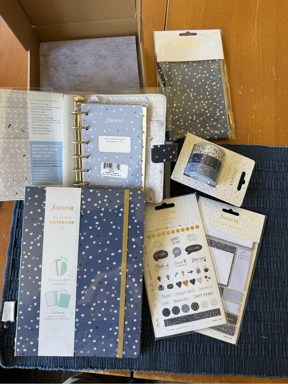 Filofax Indigo Stationery Set with Gold and White Accents